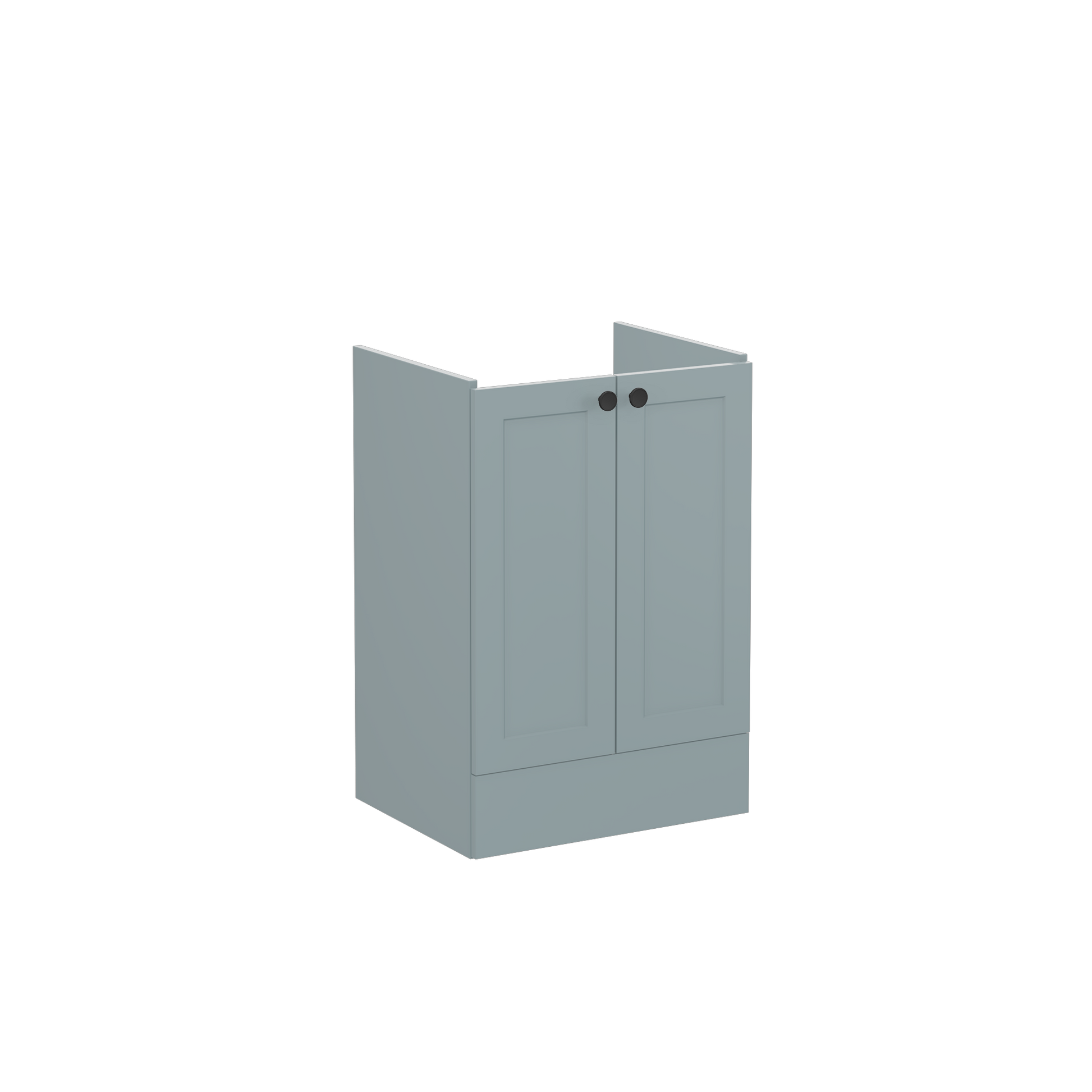 Root Classic Washbasin Unit, with doors, floor standing, Matt Fijord Green, without washbasin