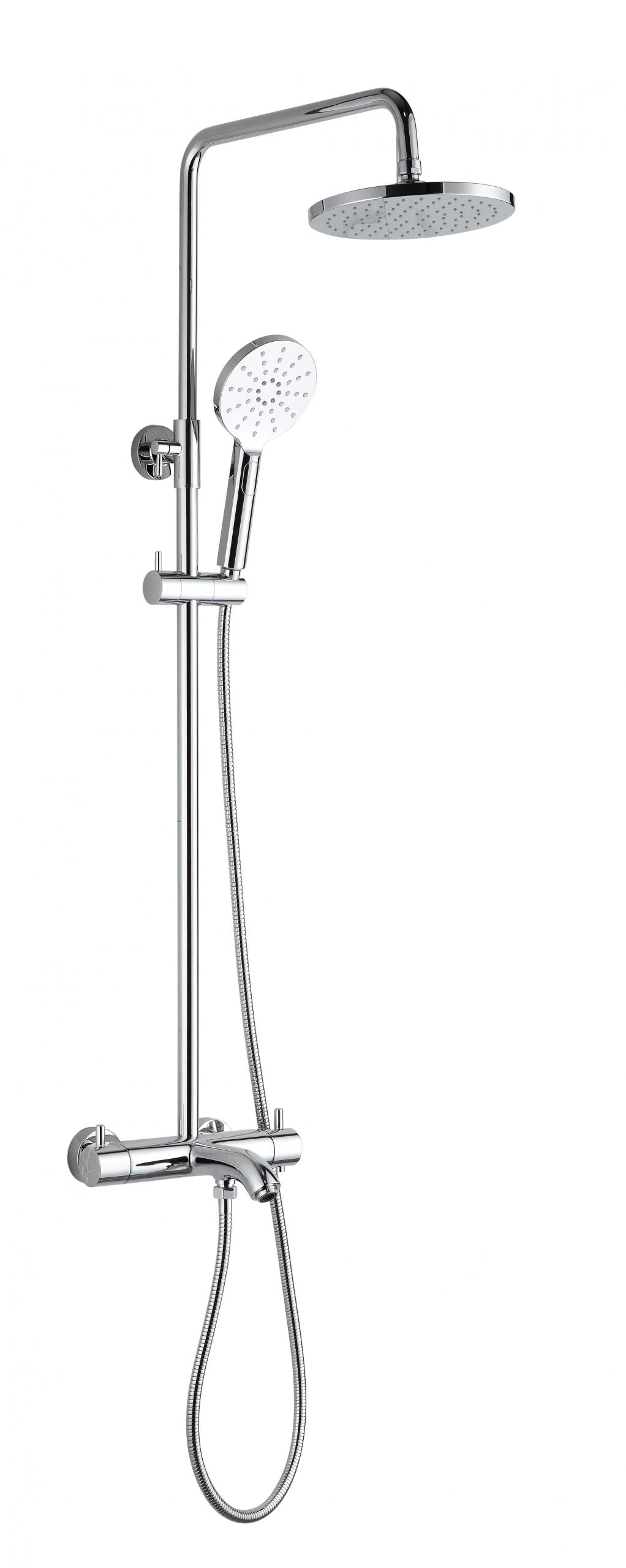 FLORENCE THERMOSTATIC SHOWER POLE 3 OUTLET,
 ADJUSTABLE WITH OVERHEAD SHOWER,
 HAND SHOWER AND BATH SPOUT