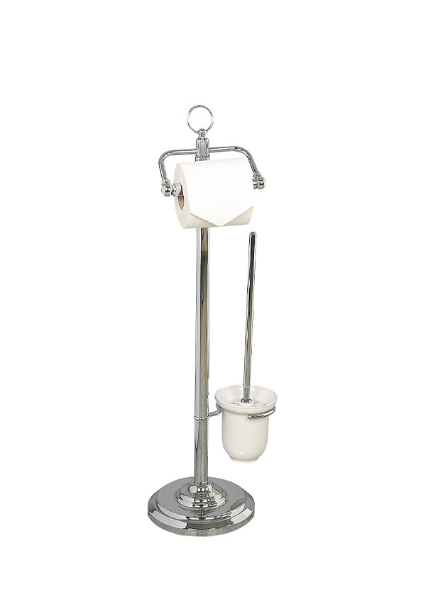 TOILET ROLL AND TOILET BRUSH SET CHROME