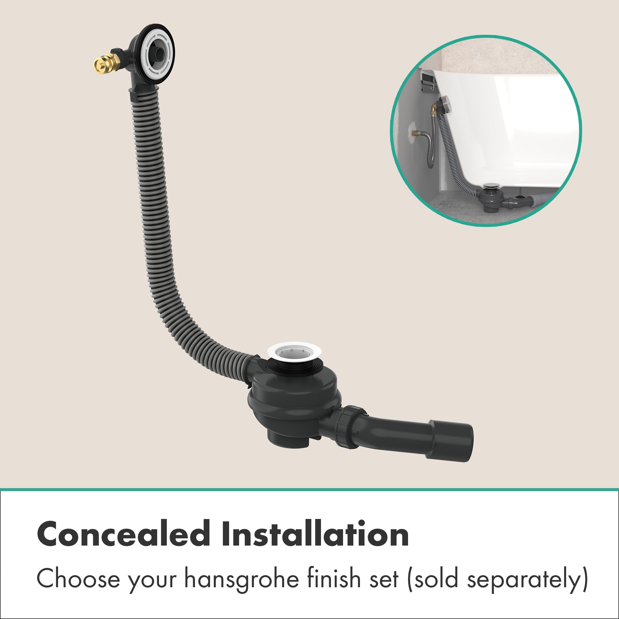 Tubset universal Basic set for waste and overflow set for bathtubs