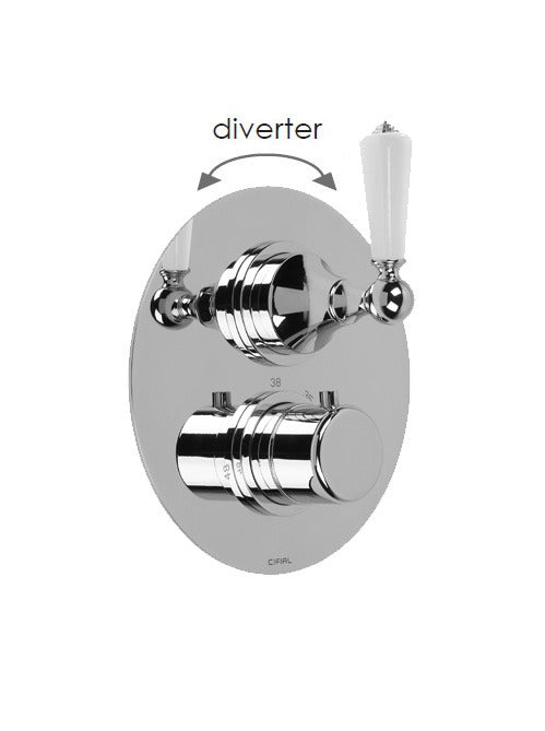 ASBURY - White Ceramic Lever 2 Control 2 Outlet Valve