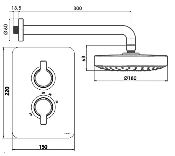 COULE - Thermostatic Fixed Shower Kit