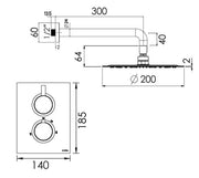 TECHNO 465 - Thermostatic Ultra Fixed Shower Kit