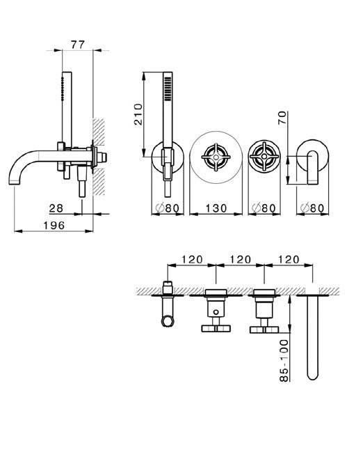 LAYLA - Bath Shower System - Cross