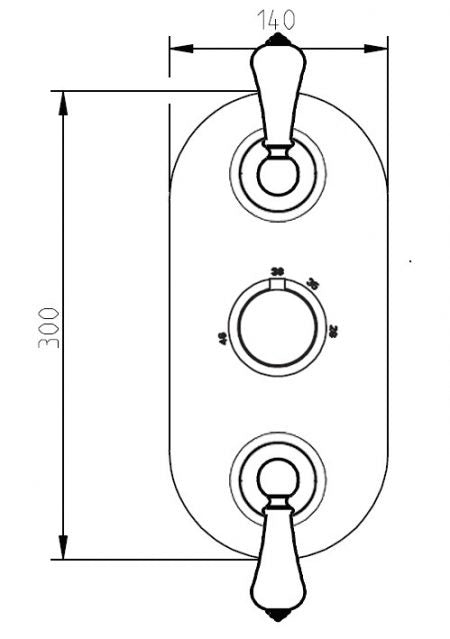 ASBURY - Black Ceramic 3 Control Vertical 2 outlets