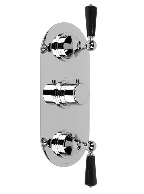 ASBURY - Black Ceramic 3 Control Vertical 2 outlets