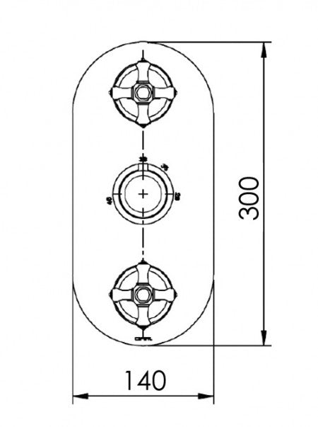 EDWARDIAN - 3 Control Vertical Thermo Valve 2 outlets