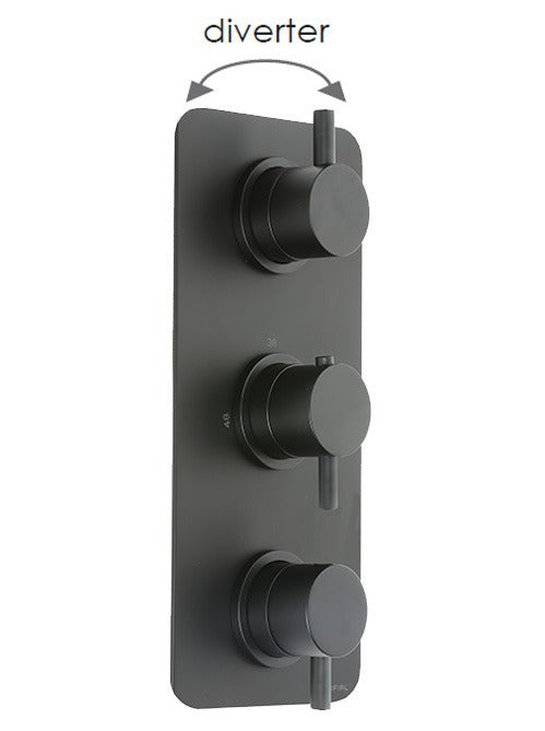 BLACK - Techno 3 Control & DIVERTER Vertical Valve 3 outlets