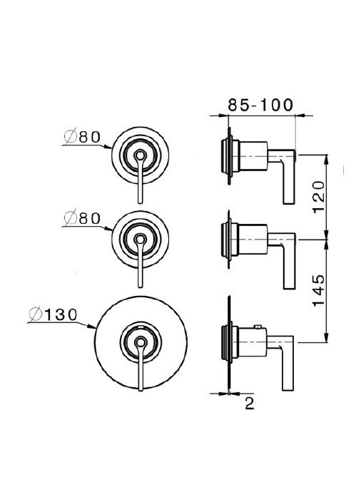 LAYLA - 3 Control Valve 2 Outlet - Lever