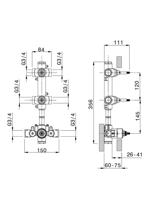 LAYLA - 3 Control Valve 2 Outlet - Wheel