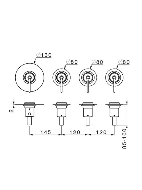 LAYLA - 4 Control Valve 3 Outlet - Lever
