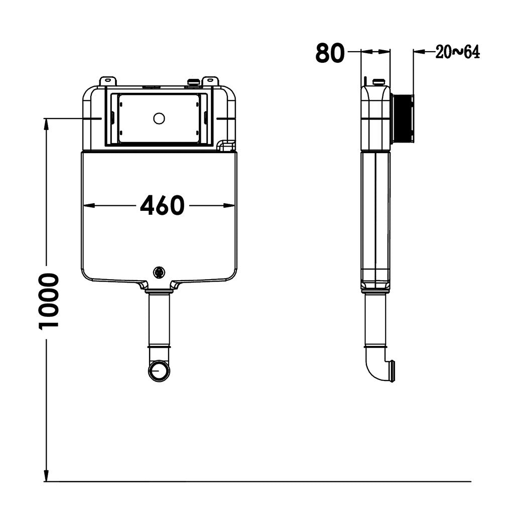 In wall Concealed Cistern for Back to Wall Pan