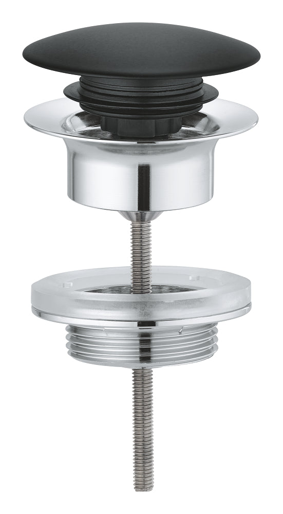 Waste set with push-open plug