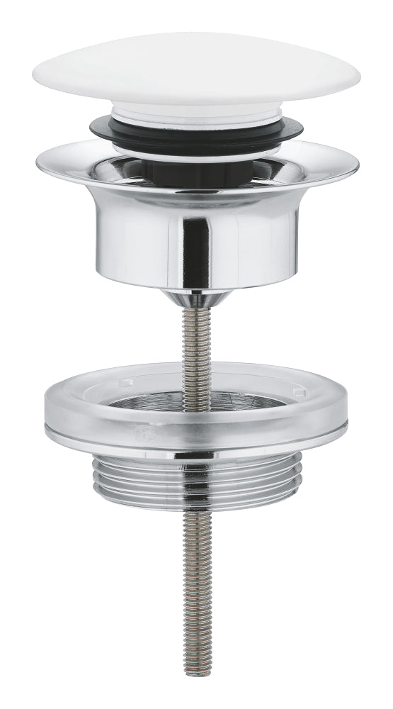 Waste set with push-open plug