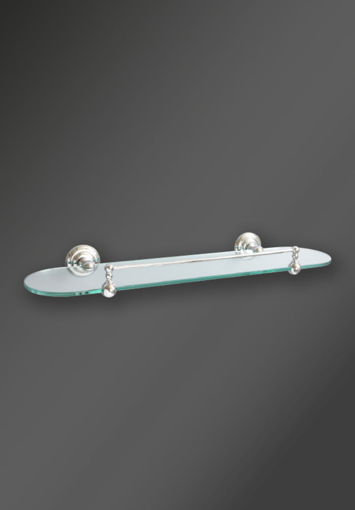 RICHMOND GLASS SHELF CLEAR WITH GUARD RAIL CHROME