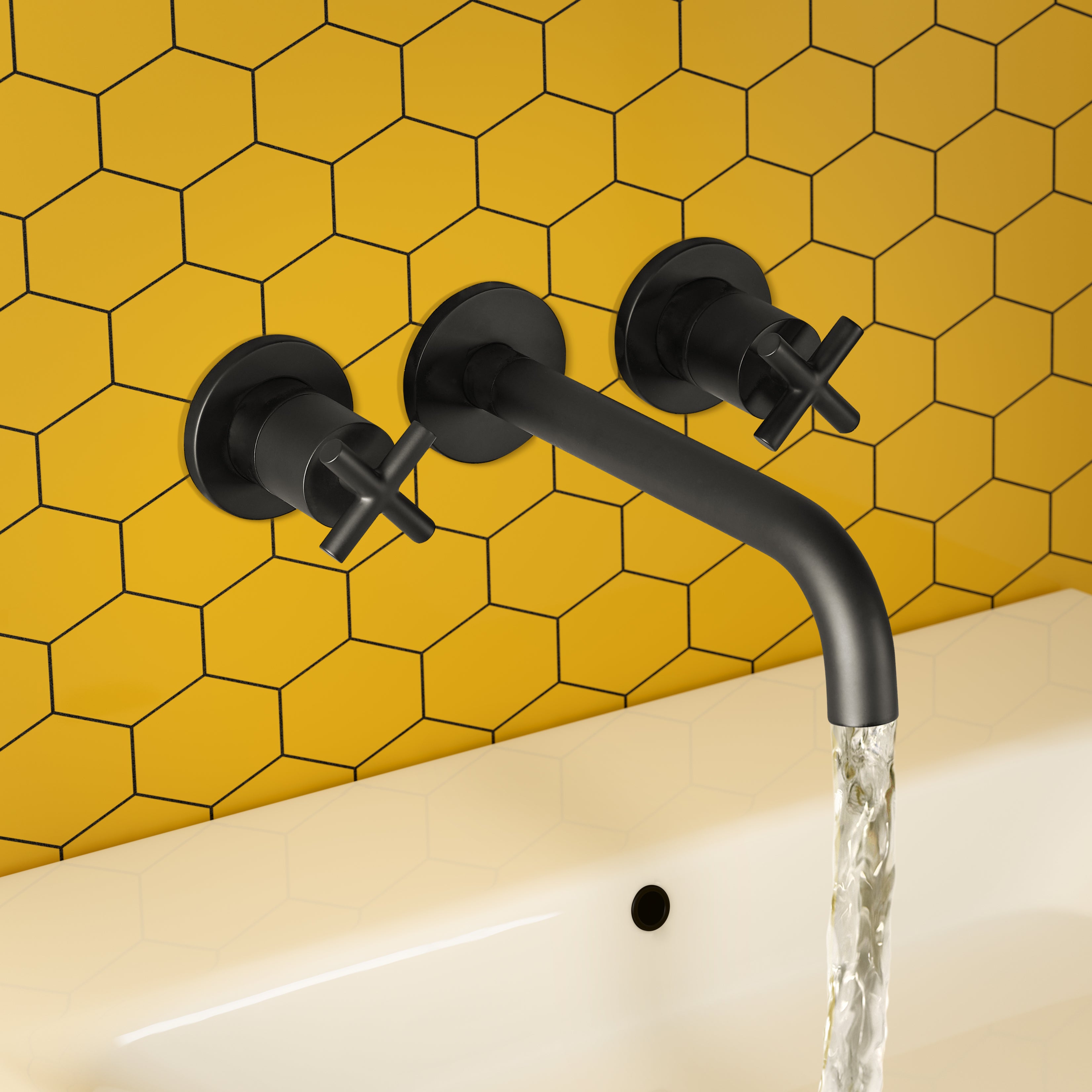SOLEX 3 HOLE WALL MOUNTED BASIN MIXER