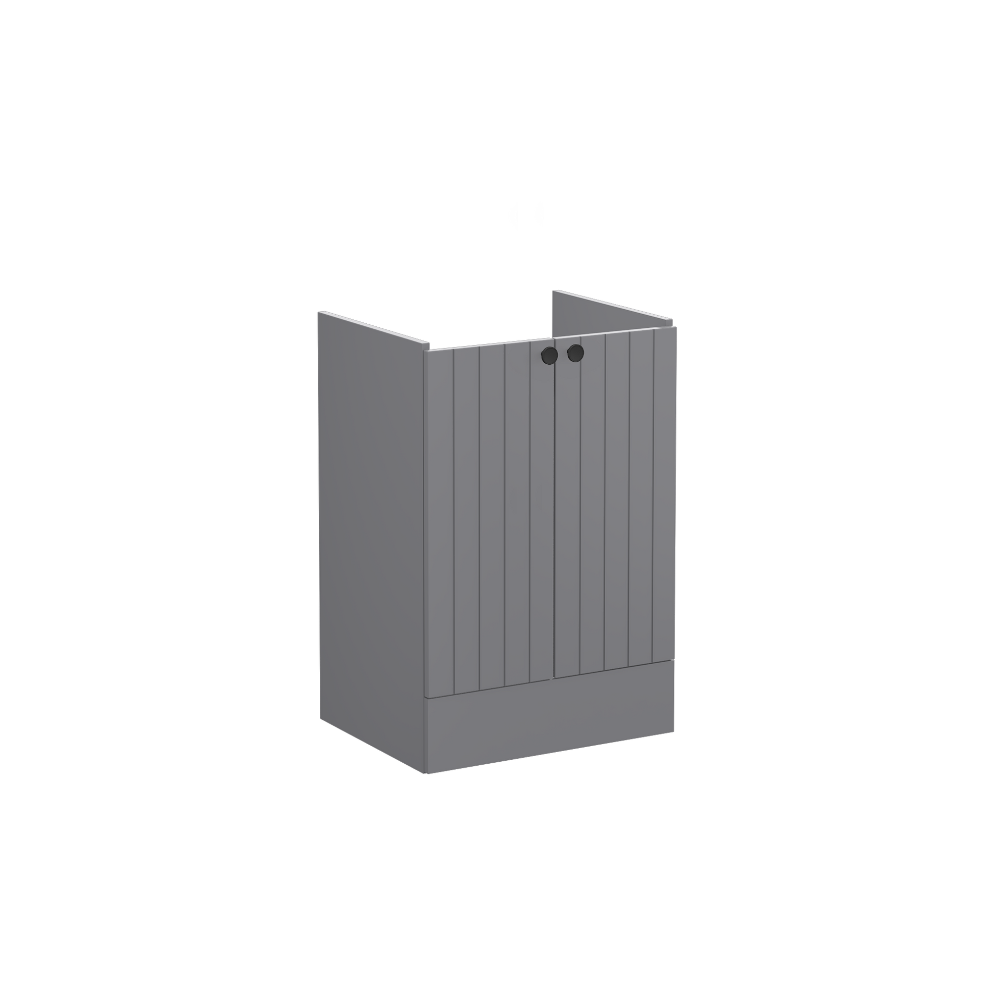 Root Groove Washbasin Unit, with doors, floor standing, Matt Grey, without washbasin