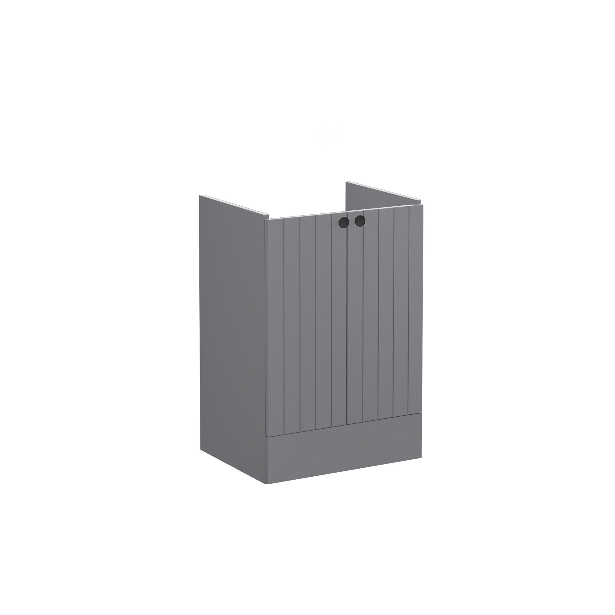 Root Groove Washbasin Unit, with doors, floor standing, Matt Grey, without washbasin