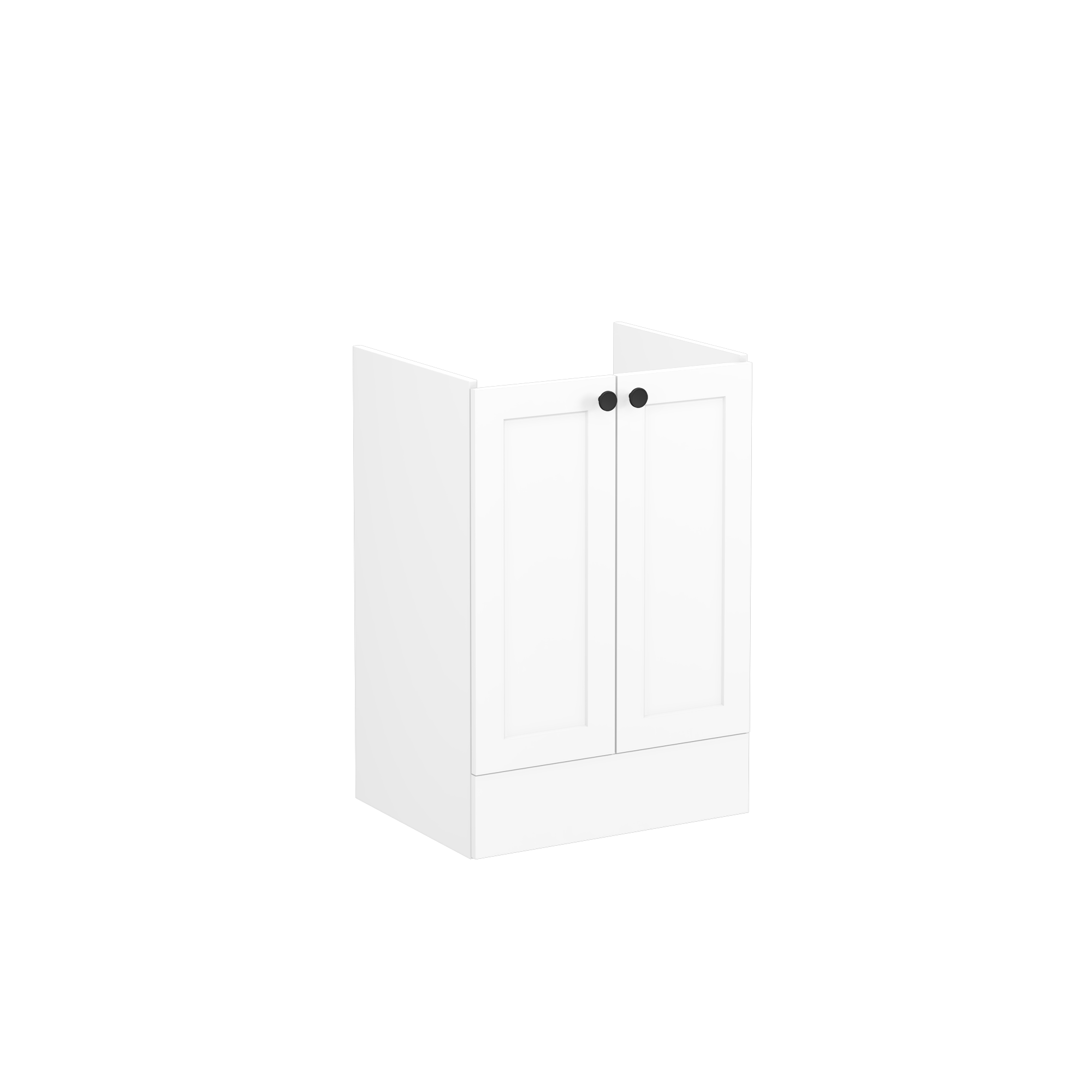 Root Classic Washbasin Unit, with doors, floor standing, Matt White, without washbasin