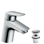 Logis Single lever basin mixer 70 for vented hot water cylinders with push-open waste