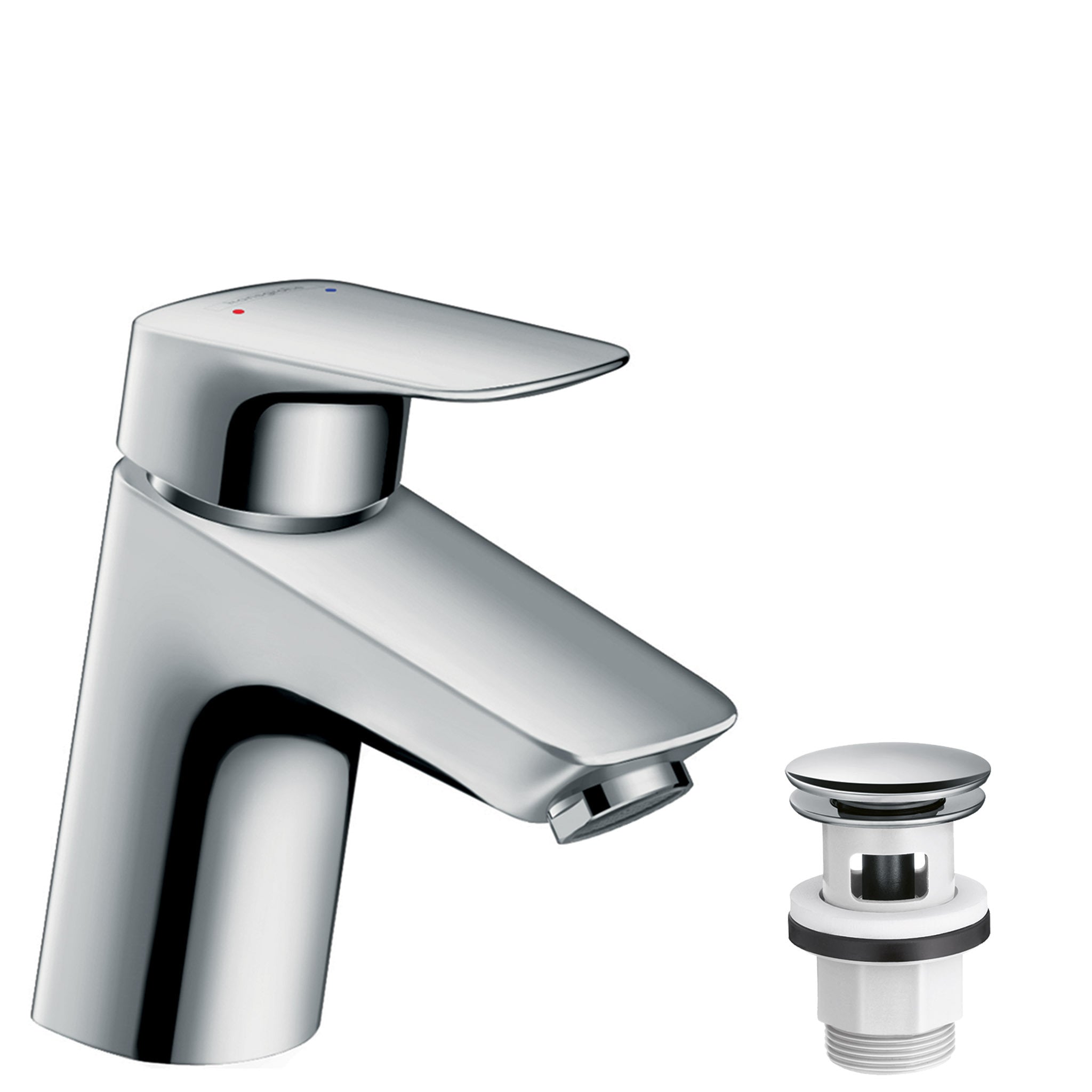 Logis Single lever basin mixer 70 for vented hot water cylinders with push-open waste