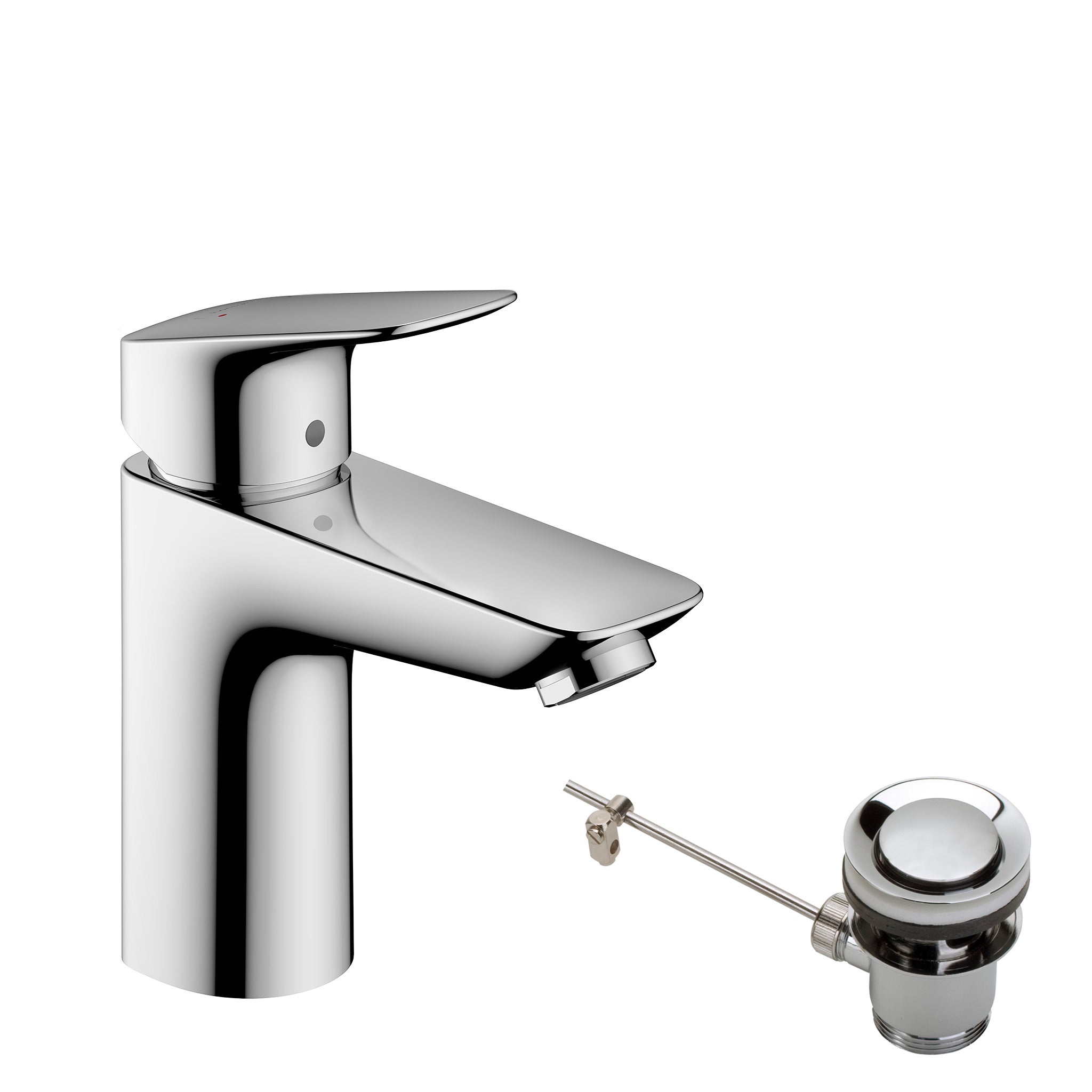 Logis Single lever basin mixer 100 with metal pop-up waste