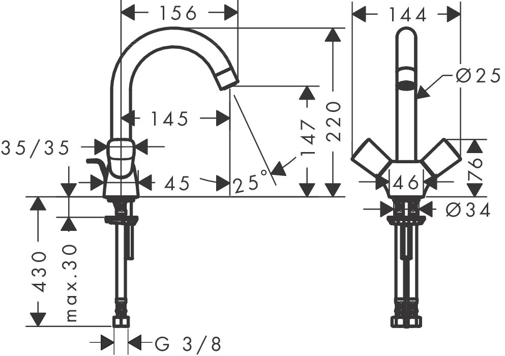 Logis 2-handle basin mixer 150 with pop-up waste