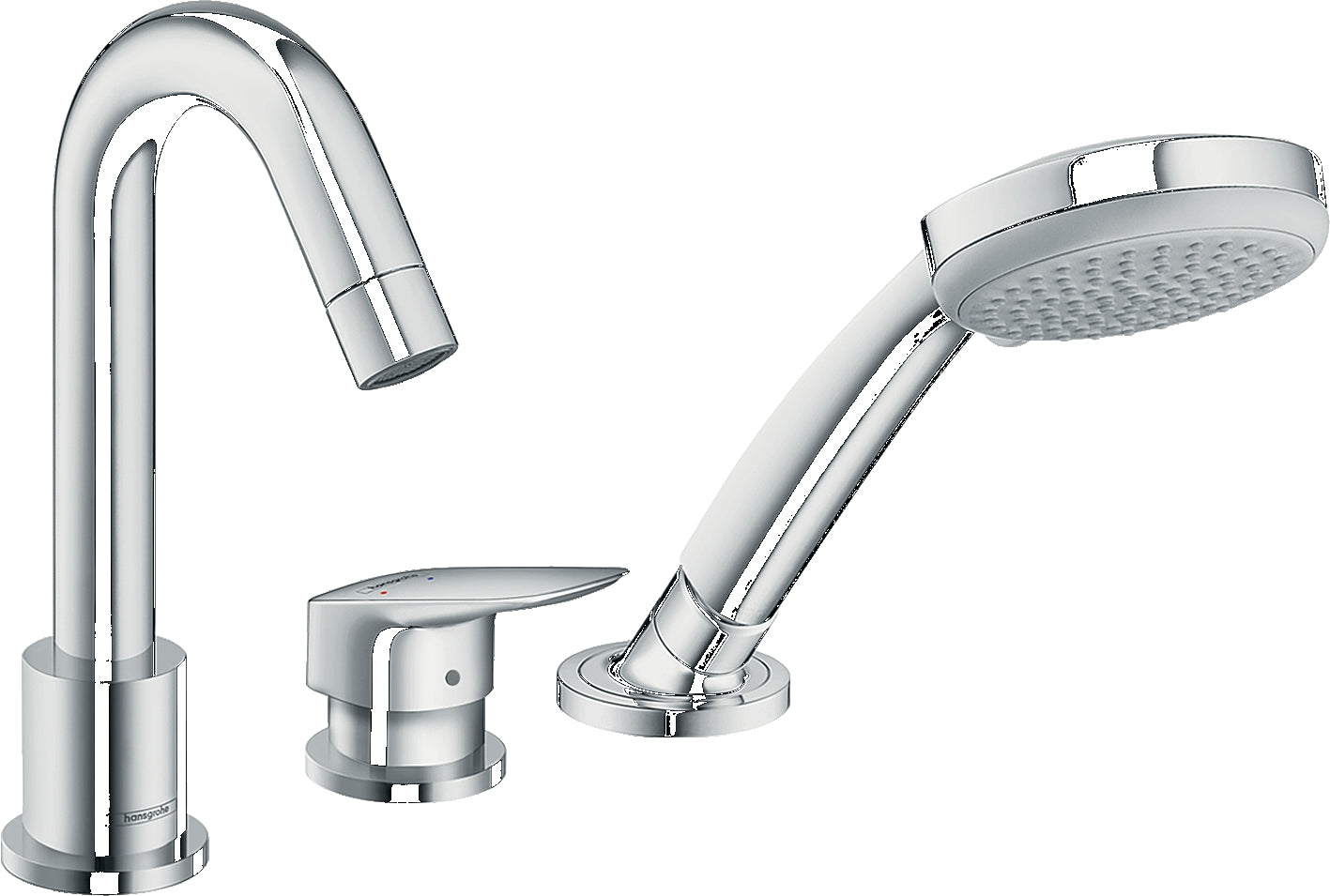 Logis 3-hole rim-mounted single lever bath mixer for Secuflex