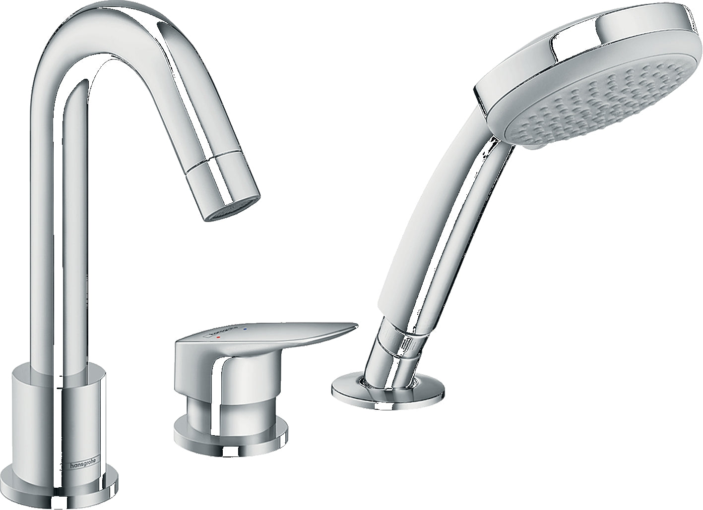 Logis 3-hole rim-mounted single lever bath mixer