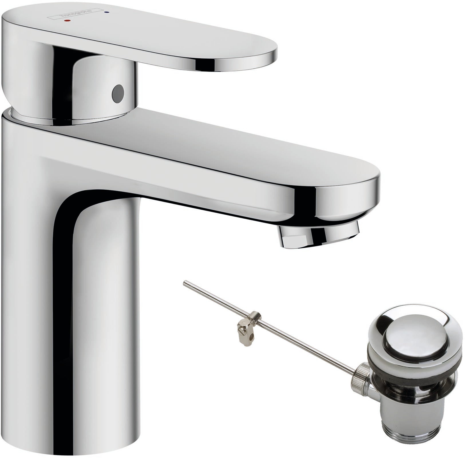 Vernis Blend Single lever basin mixer 100 with metal pop-up waste set