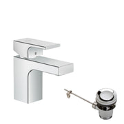 Vernis Shape Single lever basin mixer 70 with metal pop-up waste set