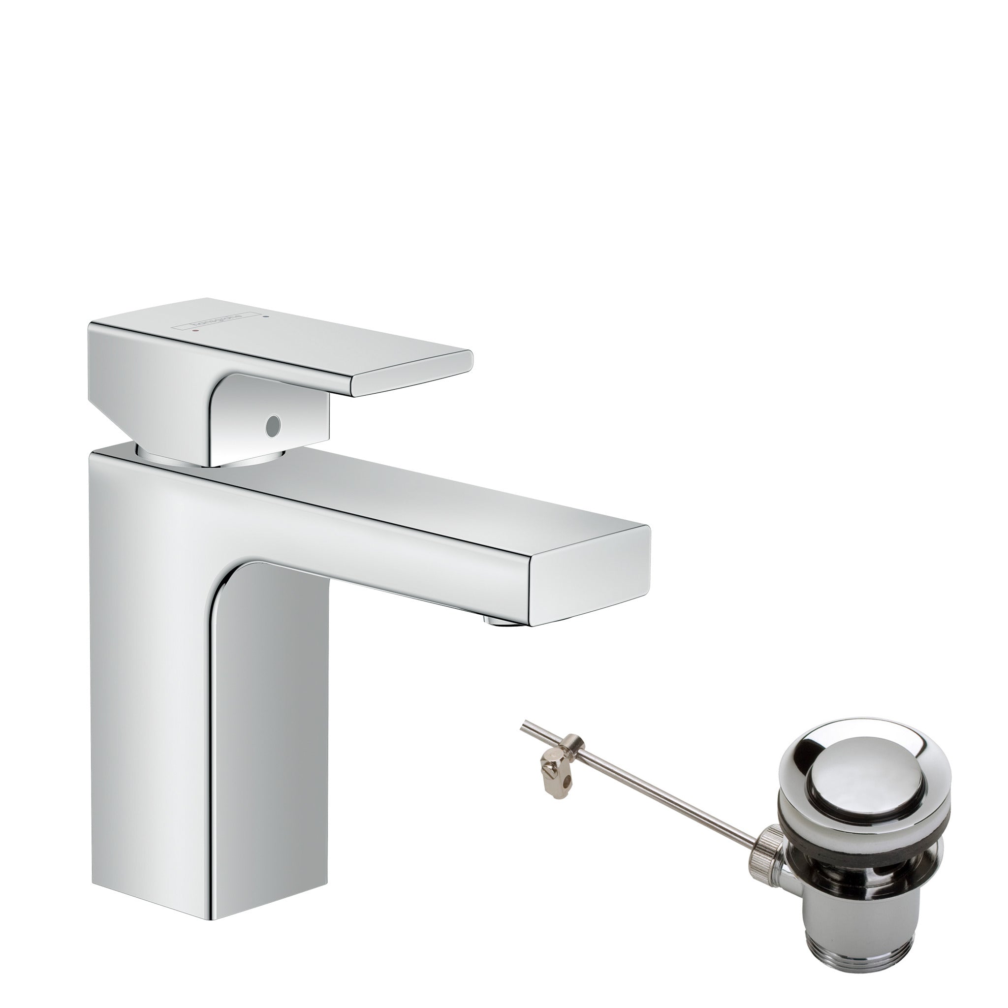 Vernis Shape Single lever basin mixer 100 with metal pop-up waste set