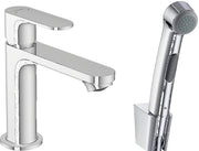 Rebris S Single lever basin mixer 110 with bidette hand shower and shower hose 160 cm without waste set