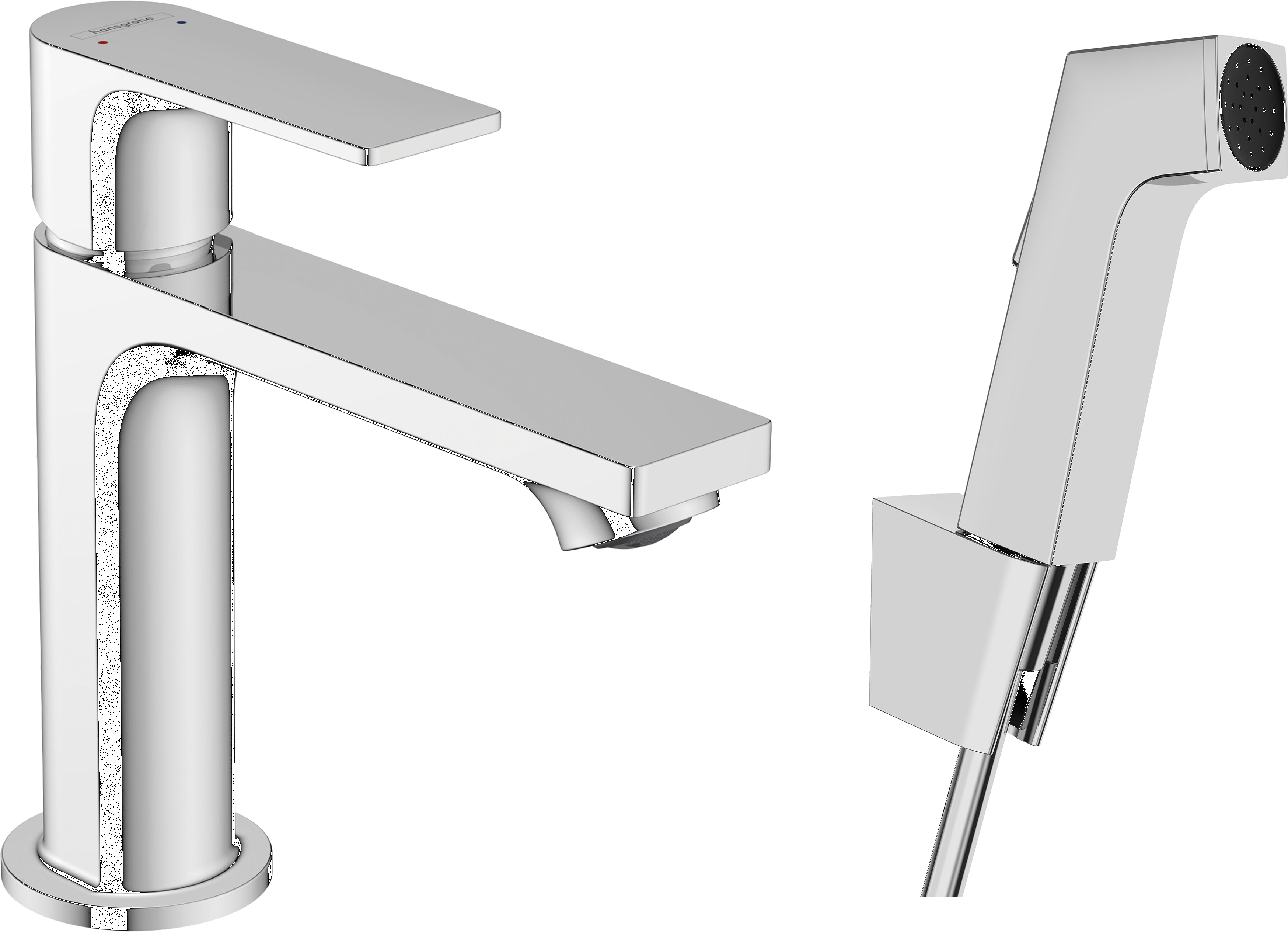 Rebris E Single lever basin mixer 110 with bidette hand shower and shower hose 160 cm without waste set