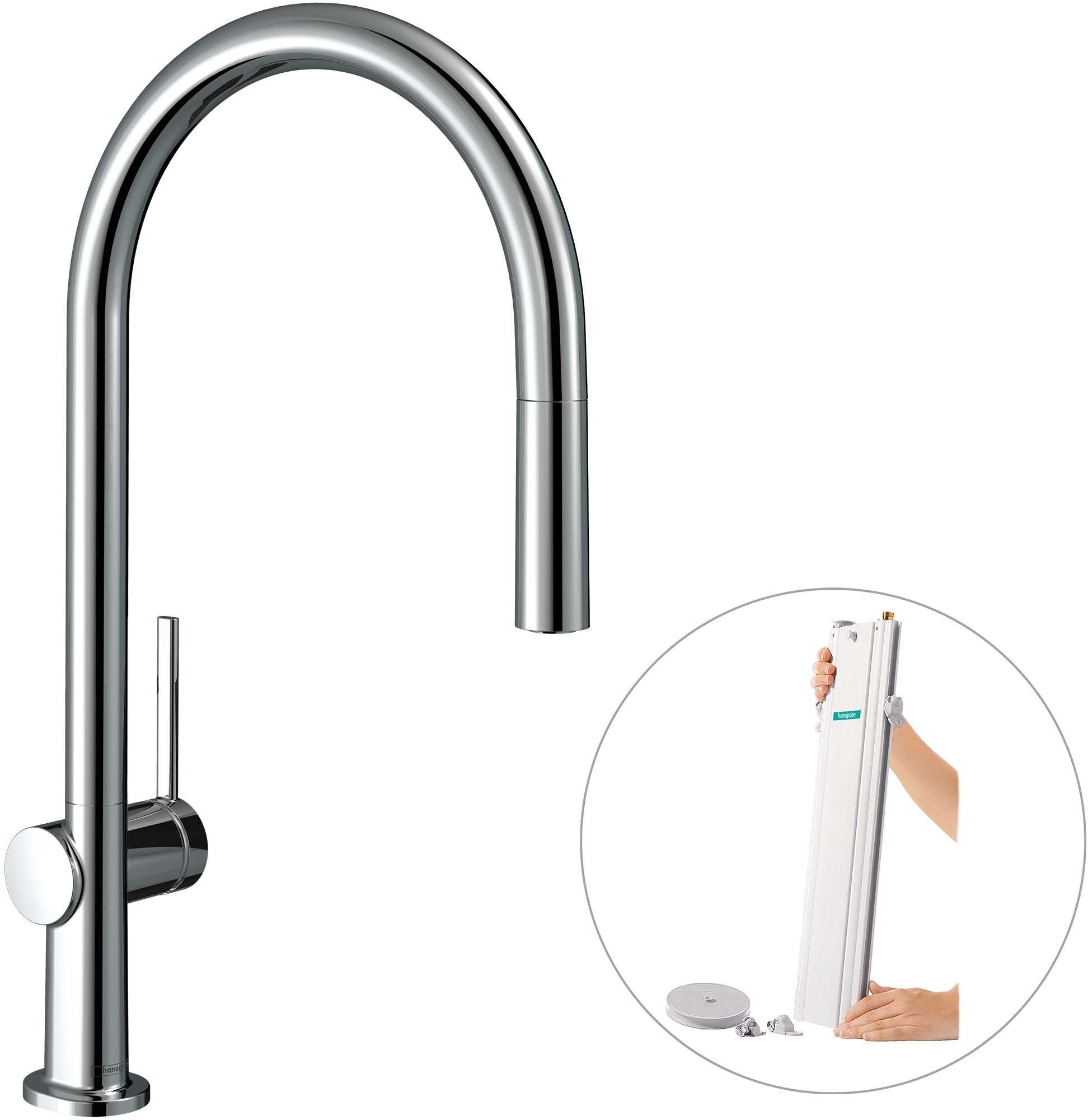 Talis M54 Single lever kitchen mixer 210 with pull-out spout and sBox, single spray mode