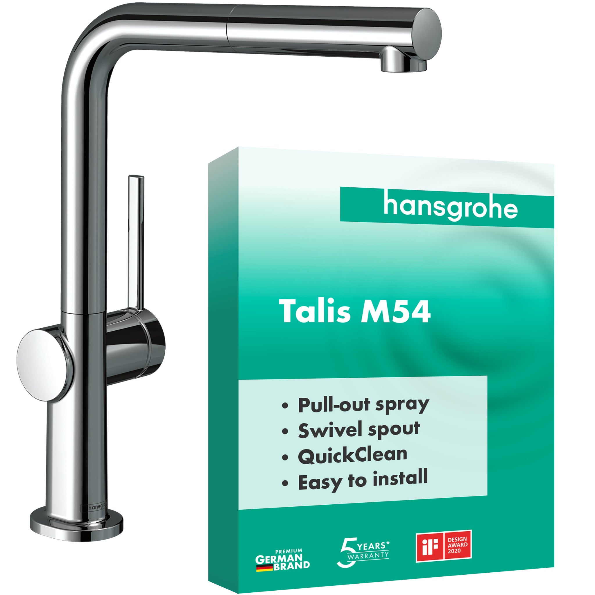 Talis M54 Single lever kitchen mixer 270 with pull-out spout, single spray mode