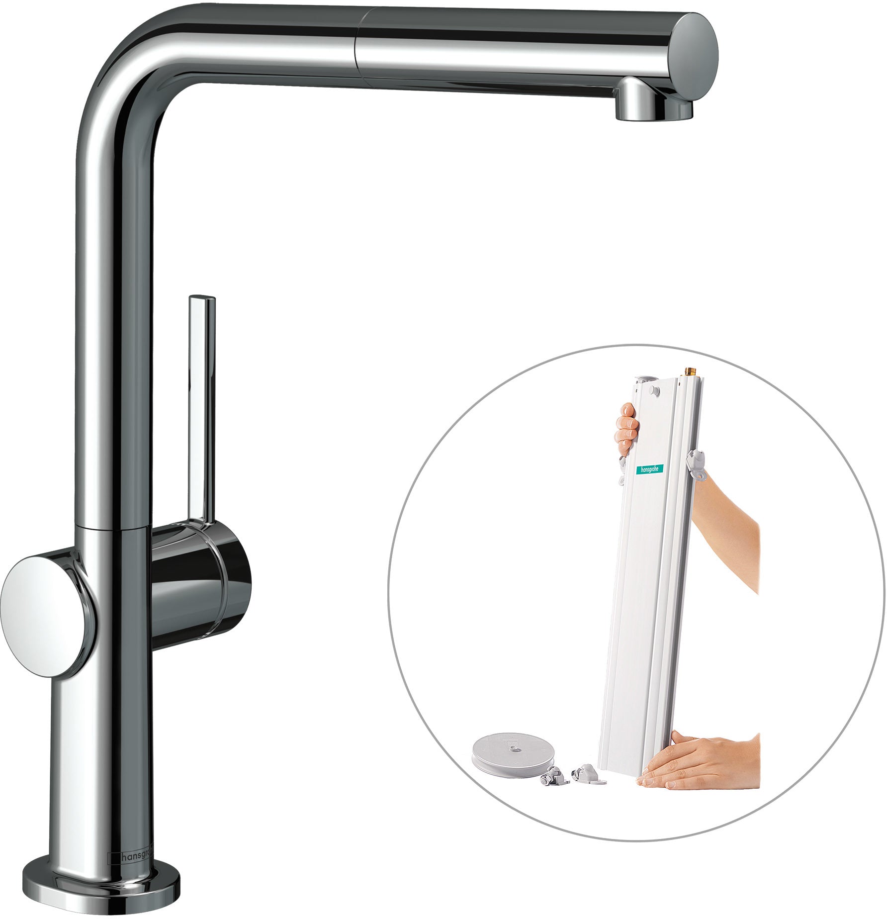 Talis M54 Single lever kitchen mixer 270 with pull-out spout and sBox, single spray mode
