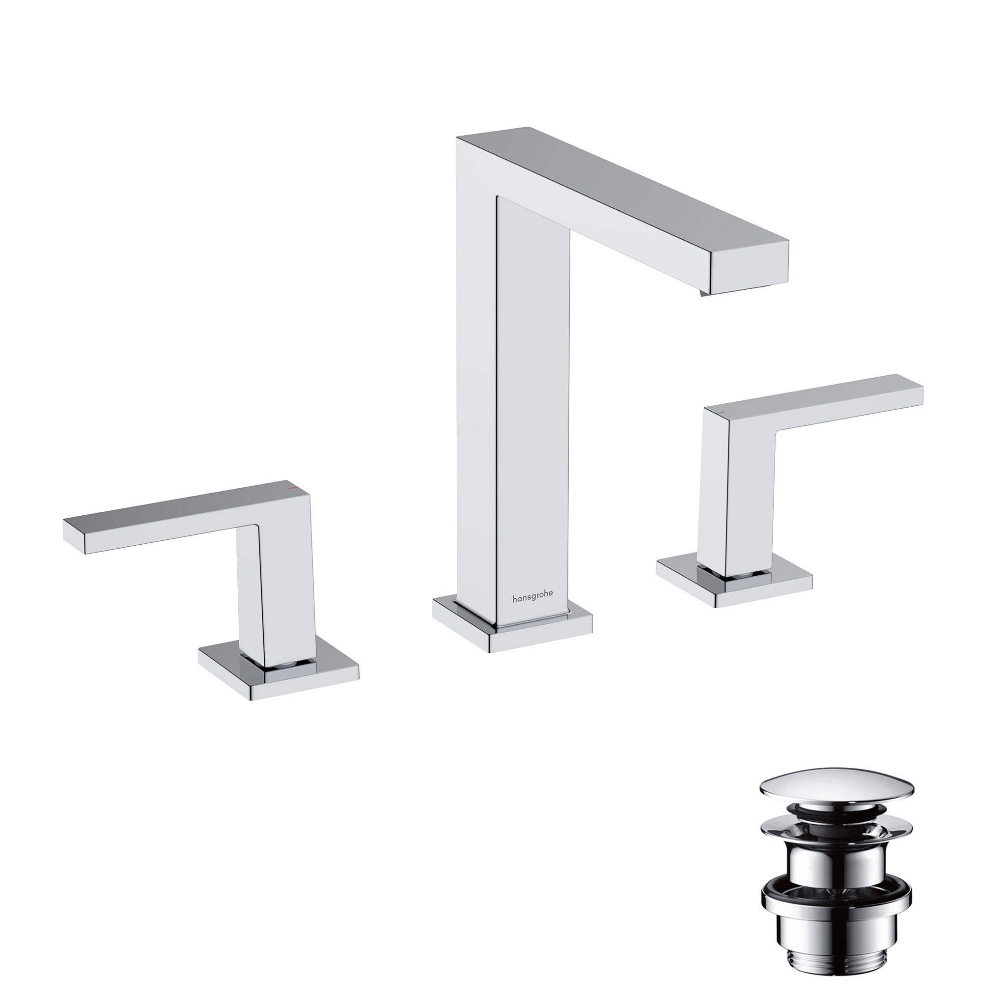 Tecturis E 3-hole basin mixer 150 EcoSmart+ with push-open waste set