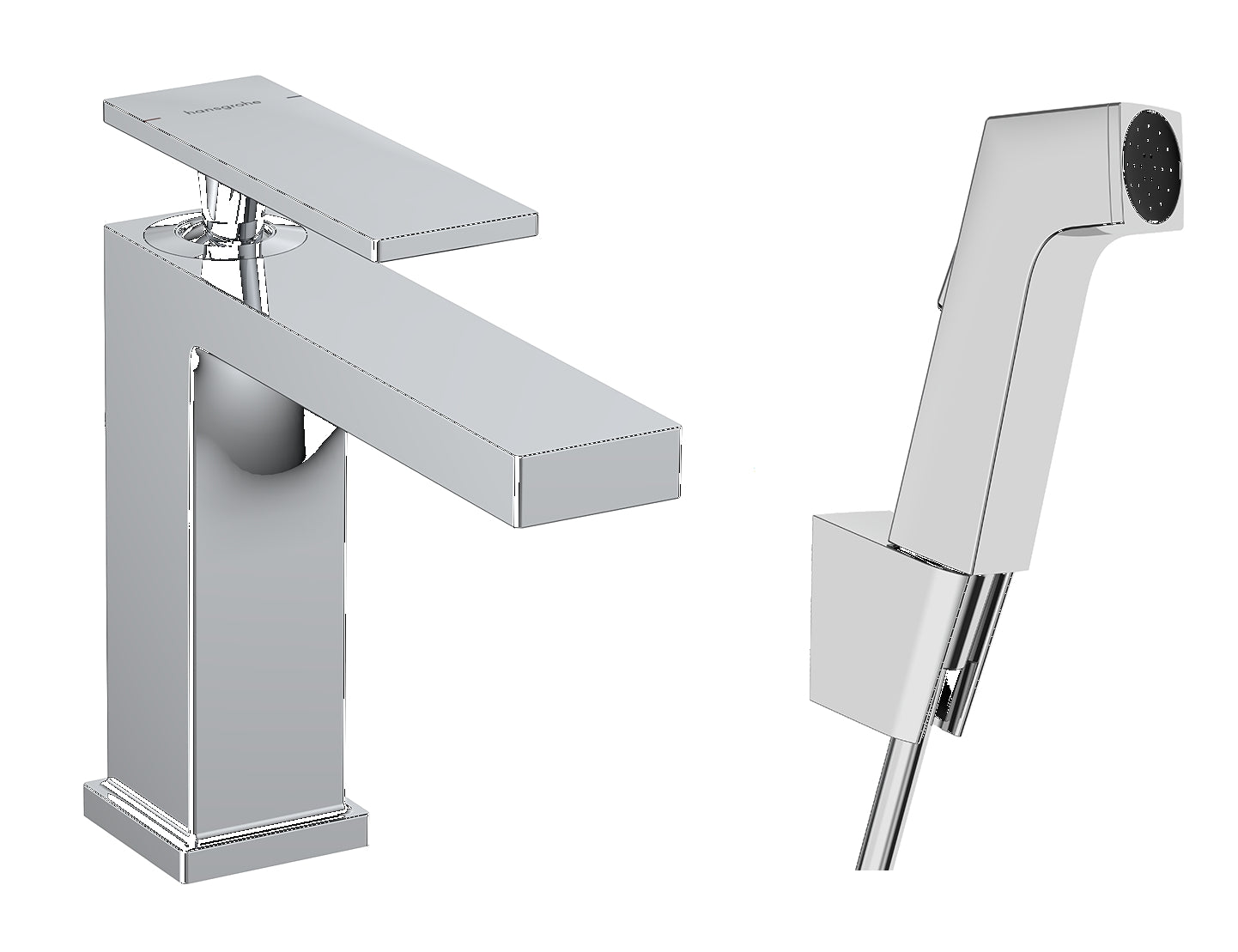 Tecturis E Single lever basin mixer 110 with bidette hand shower and shower hose 160 cm
