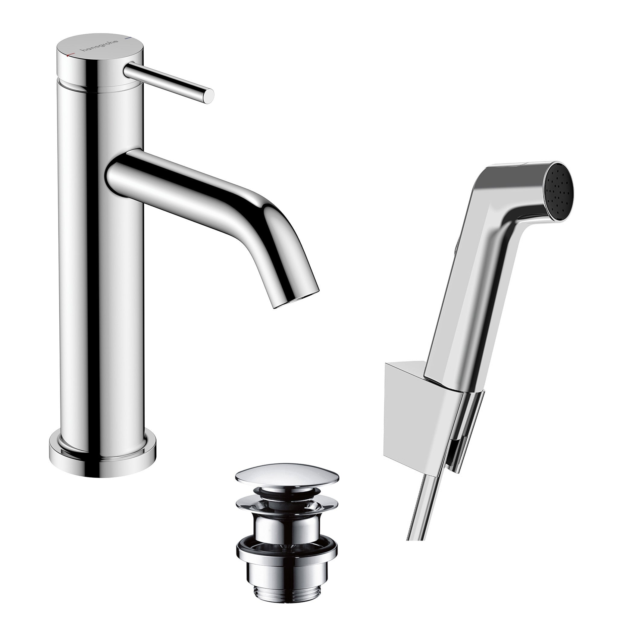 Tecturis S Single lever basin mixer 110 with bidette hand shower and shower hose 160 cm