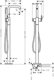 Tecturis S Single lever bath mixer floor-standing