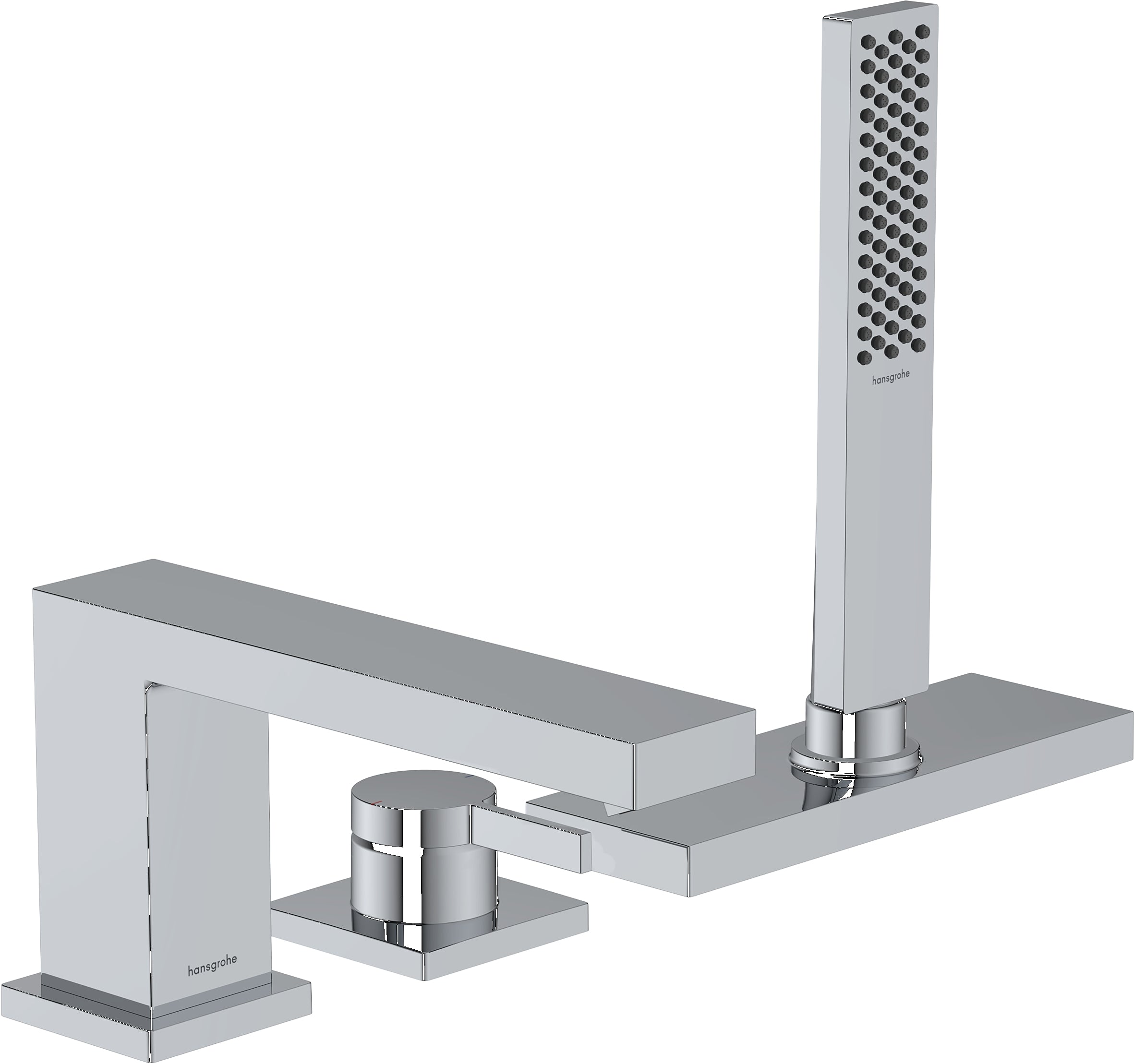 Tecturis E 3-hole rim mounted single lever bath mixer with sBox