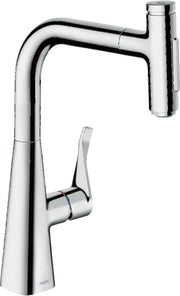 Metris Select M71 Single lever kitchen mixer 240 with pull-out spray and sBox, 2 spray modes