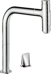 Metris Select M71 2-hole single lever kitchen mixer 200 with pull-out spray and sBox, 2 spray modes
