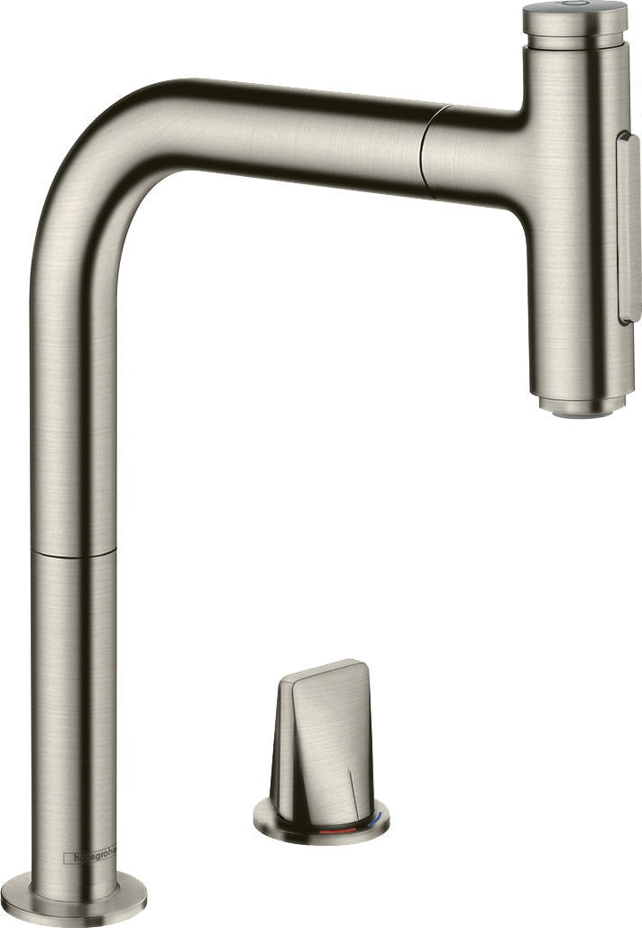 Metris Select M71 2-hole single lever kitchen mixer with pull-out spray