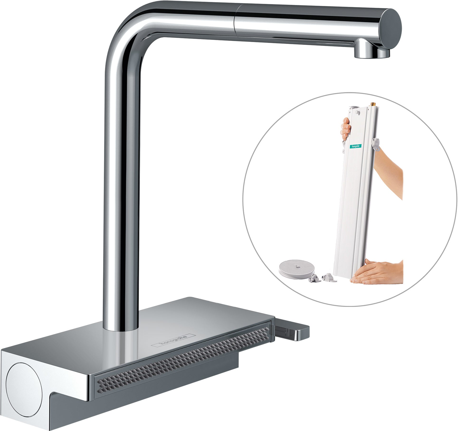 Aquno Select M81 Single lever kitchen mixer 250 with pull-out spout and sBox, 2 spray modes