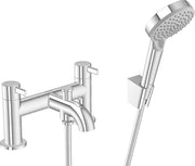 Zesis S 2-hole rim mounted bath mixer with diverter valve and Vernis Blend hand shower Vario