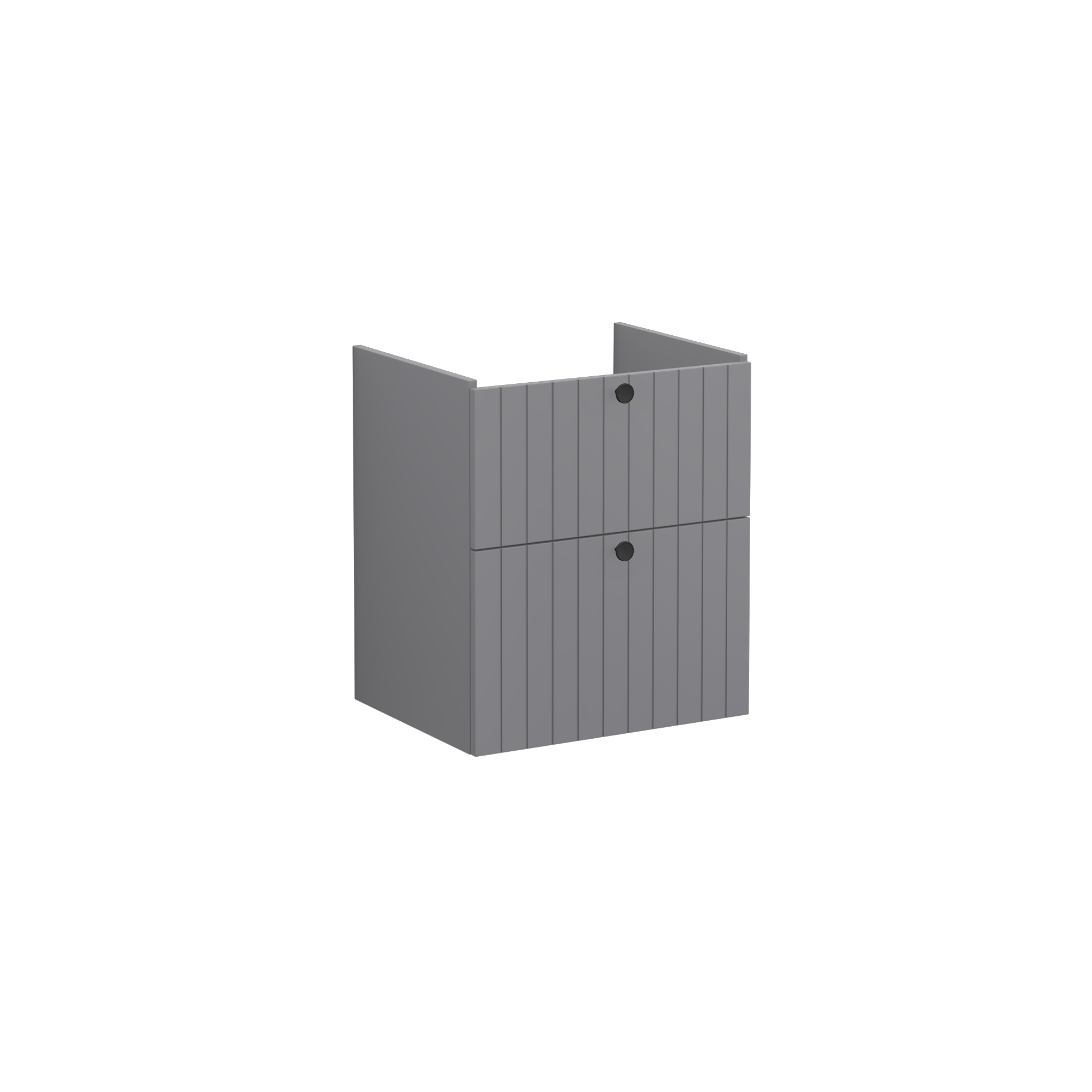 Root Groove Washbasin Unit, with two drawers, Matt Grey, without washbasin