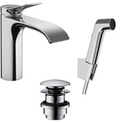Vivenis Single lever basin mixer with bidette hand shower and shower hose 1.6 m