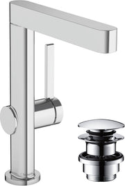 Finoris Single lever basin mixer 230 with swivel spout and push-open waste set